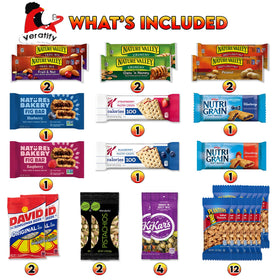 Veratify snack box granola bars variety highlights convenient on-the-go nourishment.