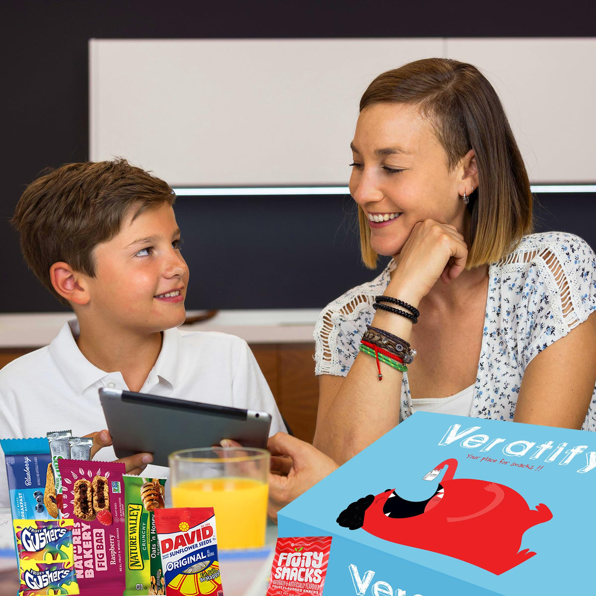 Veratify Snack Box Variety Pack dorm-friendly snacks for students.