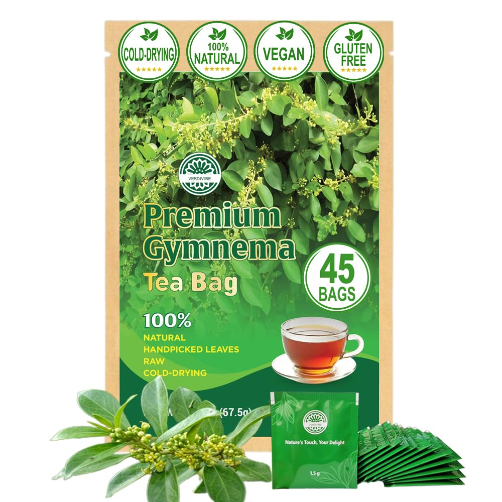 VERDIVIBE Gymnema tea bags packaging for fresh, convenient brewing.