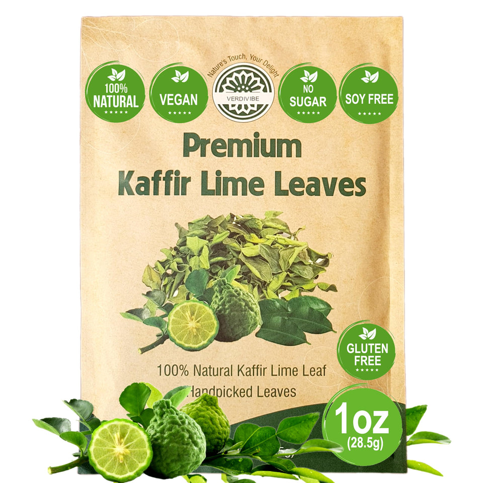 VERDIVIBE premium dried kaffir lime leaves for authentic Thai cooking and bright aroma