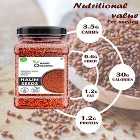 Verem halim seeds in a bowl, versatile base for soups and salads.
