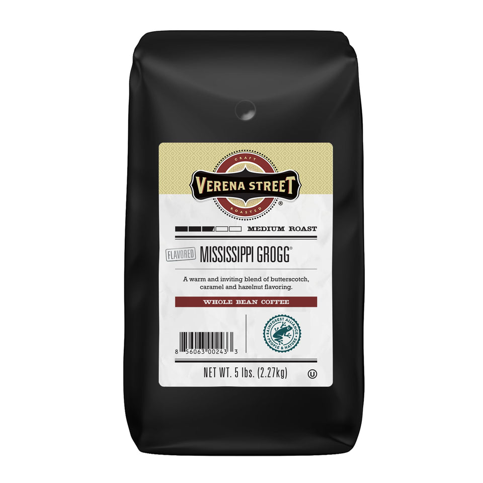 Verena Street Mississippi Grogg beans ready for grinding for a bold morning brew