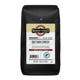 Verena Street Shot Tower Espresso whole beans with rich crema, ideal for home espresso