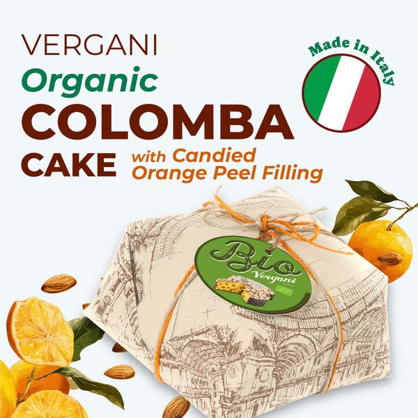 Vergani Colomba icing with almonds provides crisp topping and texture contrast.