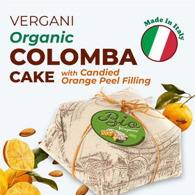 Vergani Colomba icing with almonds provides crisp topping and texture contrast.