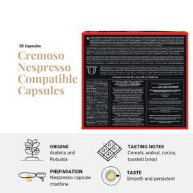 Vergnano 1882 Cremoso capsule close-up shows premium design and quality suitable for home espressos.