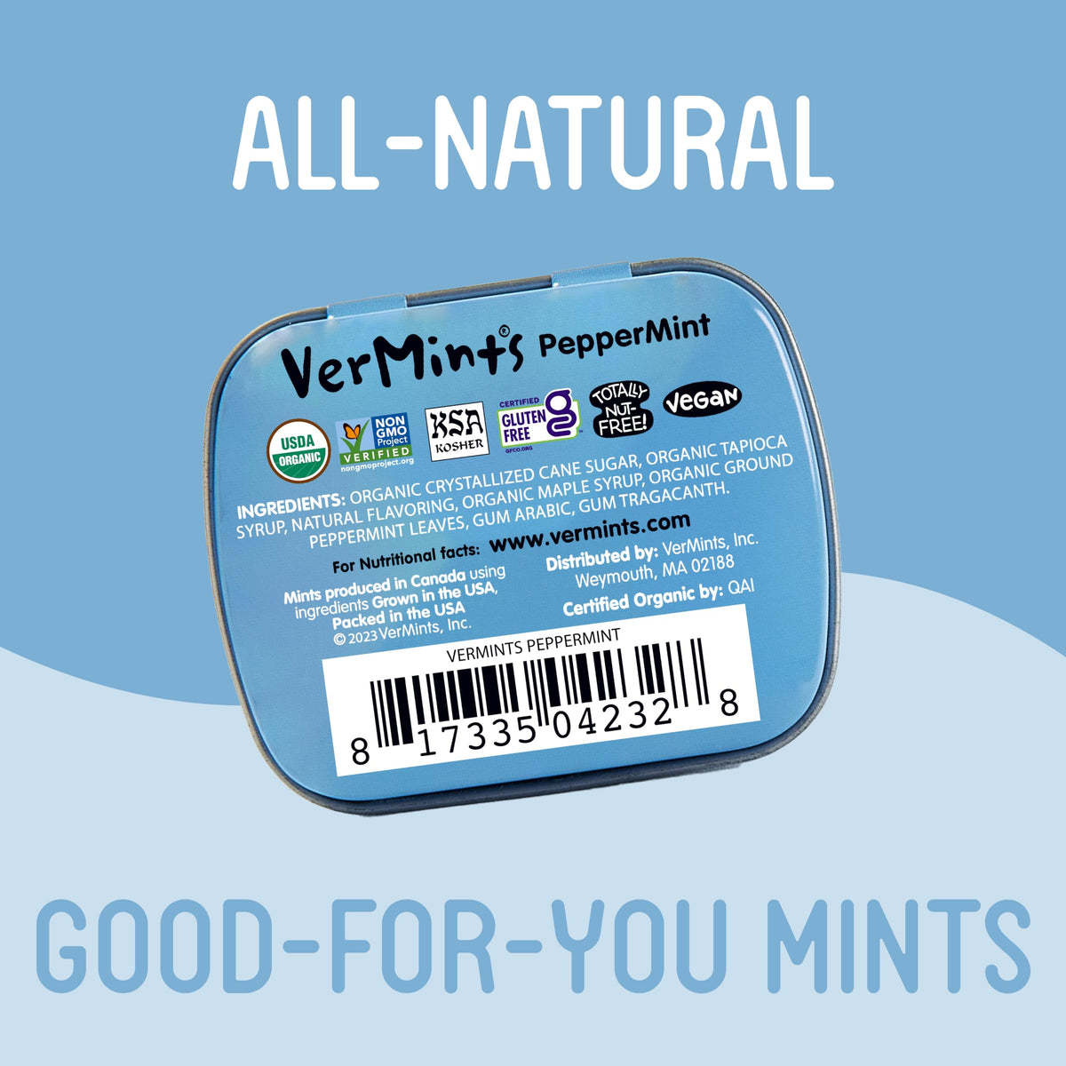 VerMints organic peppermint candies close-up showing natural texture