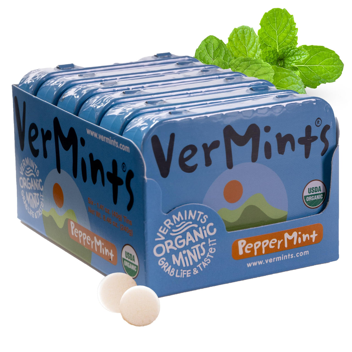 Vermints organic peppermint mints travel tin for on-the-go freshness