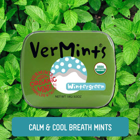 Vermints mints held in hand for portable breath refreshment