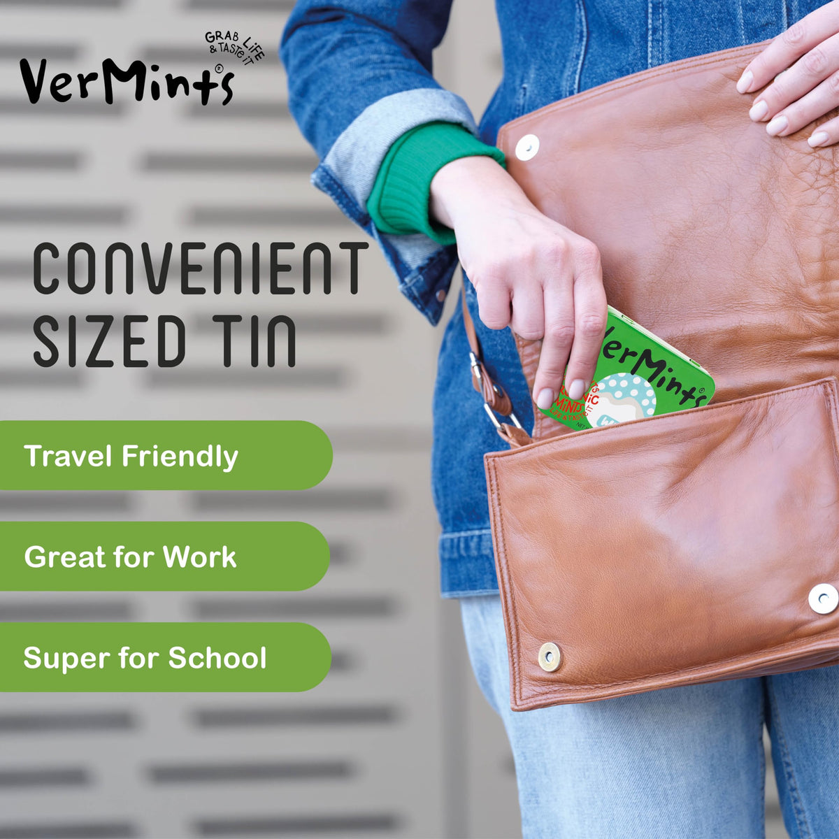 Six-tin VerMints box shown for pantry or travel use.