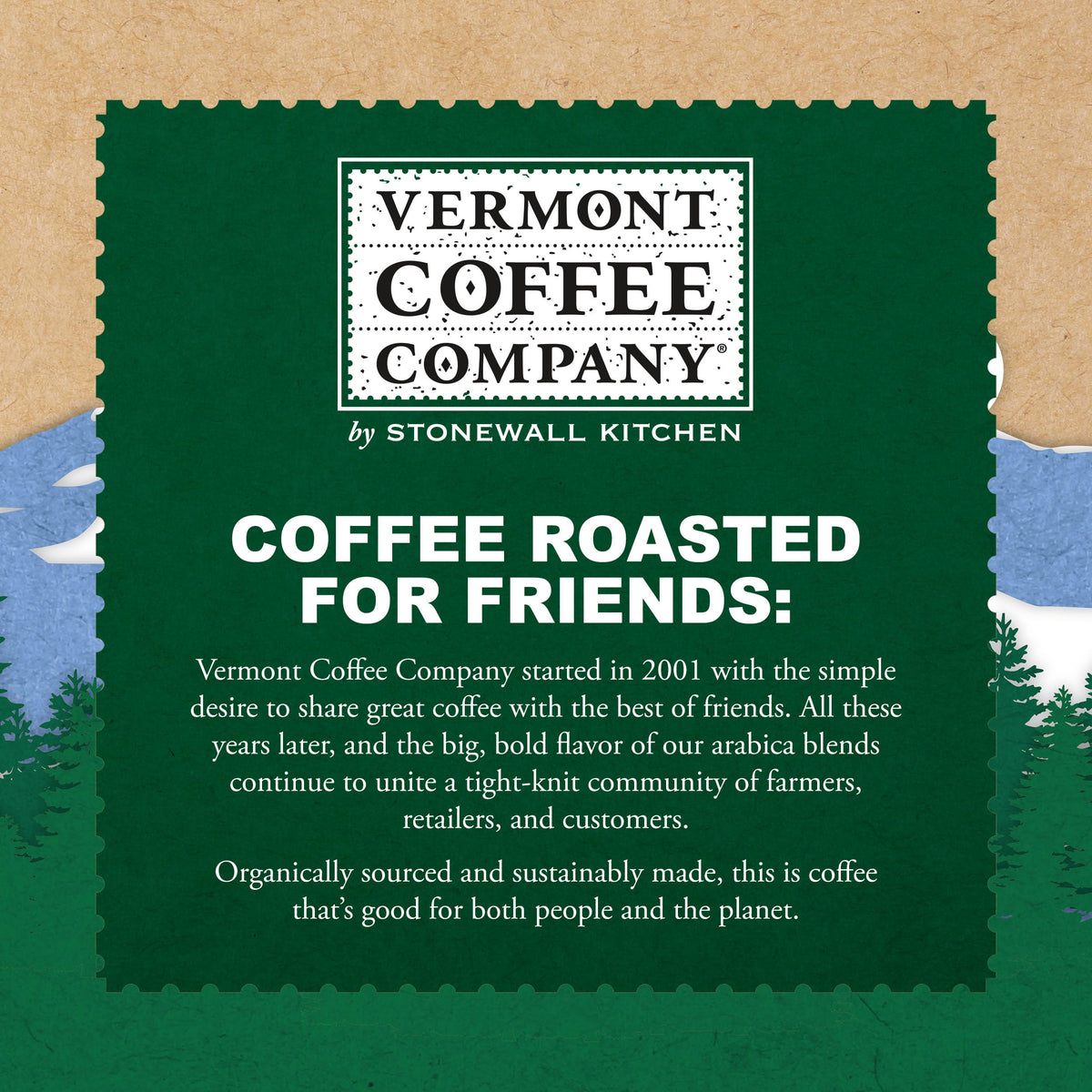 Vermont Coffee Company compostable certification seal signals sustainability