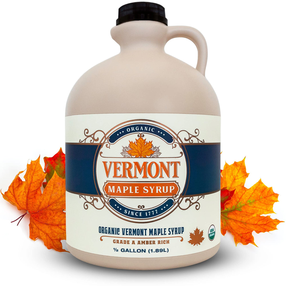Vermont Maple Syrup amber-rich bottle shows natural color and pure sweetness.