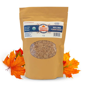 Vermont Maple Syrup Organic Coarse Maple Sugar bottle pour adds subtle maple sweetness to drinks.