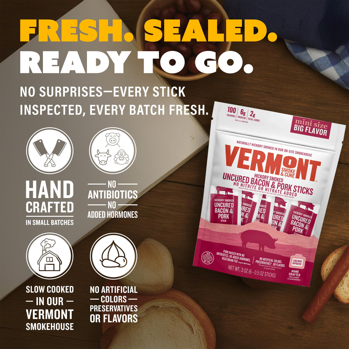 Vermont Smoke & Cure 1oz stick in hand demonstrates portable snack size.