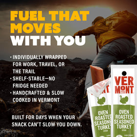 Grab-and-go packaging of Vermont Smoke & Cure turkey sticks for convenience.