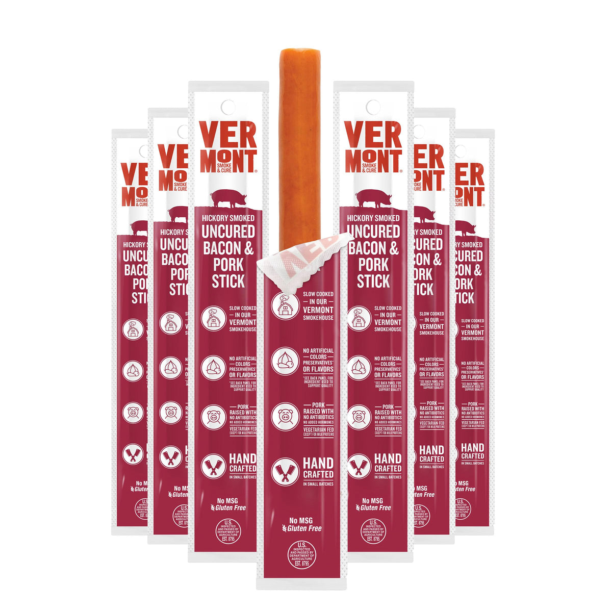 Vermont Smoke & Cure bacon sticks 24-pack hero image for on-the-go snacking.