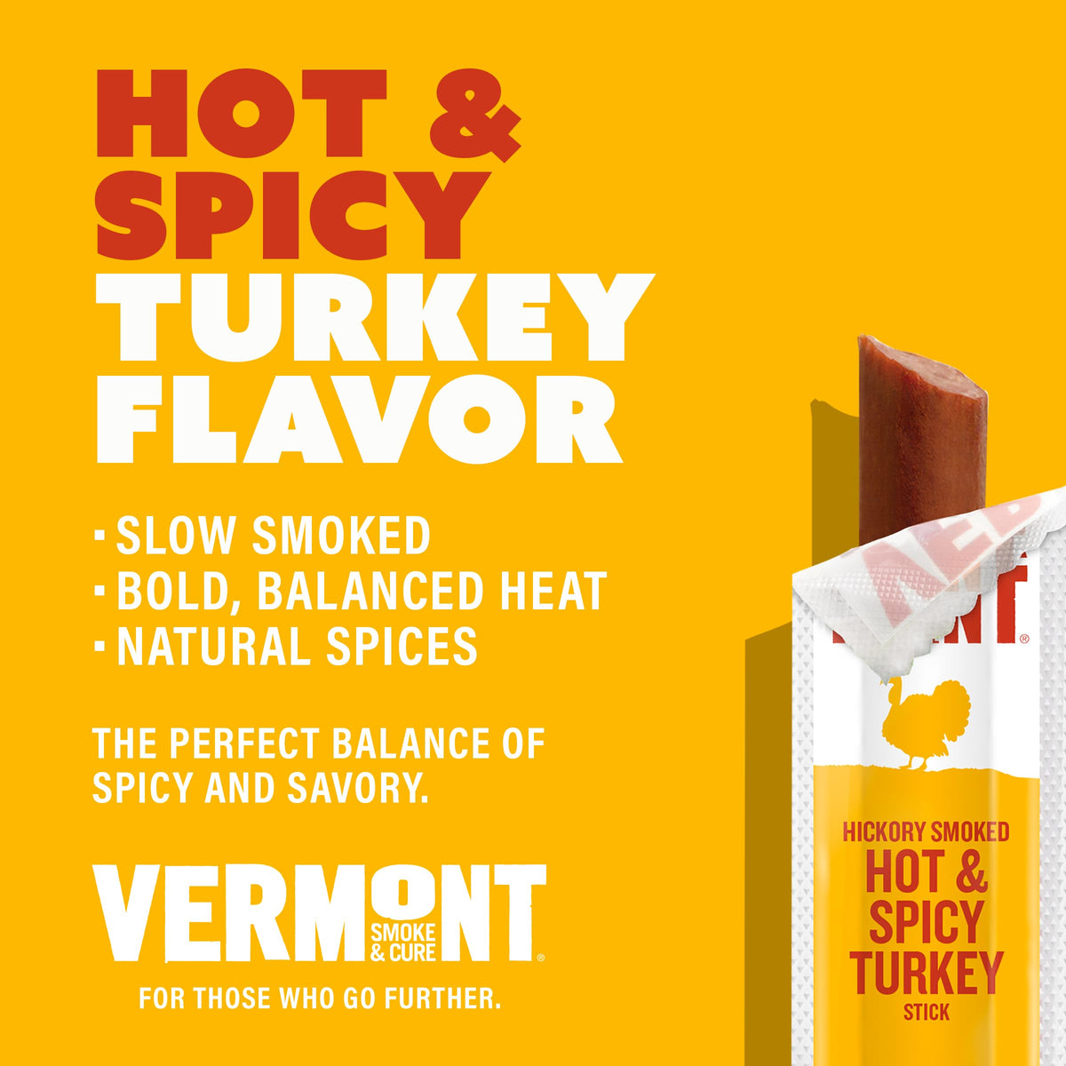 Vermont Smoke & Cure hot spicy turkey stick in bag ready for trails