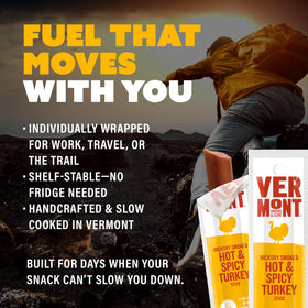 Vermont Smoke & Cure hot spicy turkey stick in lunchbox for midday energy