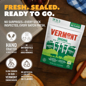 Vermont Smoke & Cure individually wrapped sticks for convenient, mess-free snacking