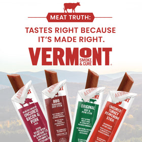 Individually wrapped sticks from Vermont Smoke & Cure for easy lunch or hike fuel
