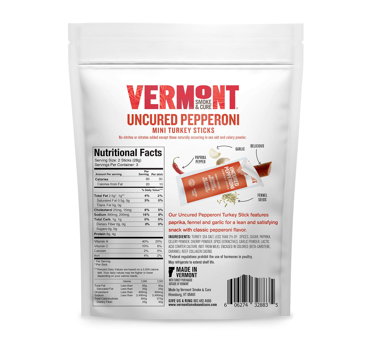 Vermont Smoke & Cure mini jerky go pack turkey on-the-go snack in resealable pouch