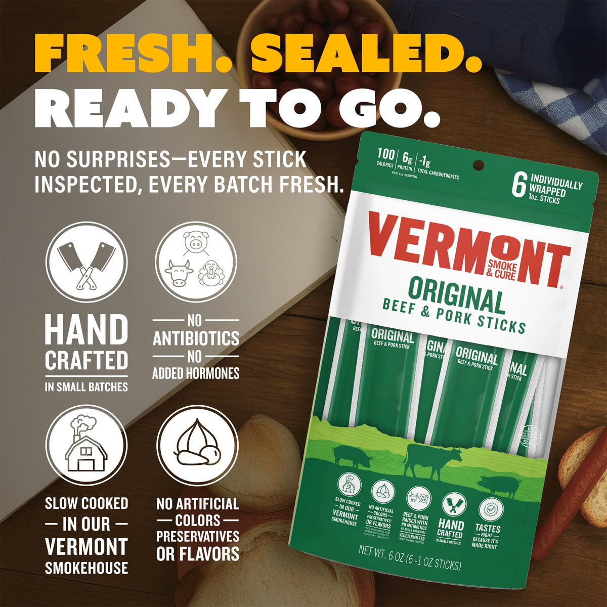 Vermont Smoke & Cure sealed packaging emphasizing freshness.