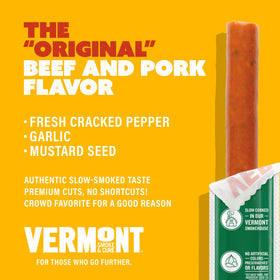 Vermont Smoke & Cure stick seasoning close-up showing garlic and pepper flavor.
