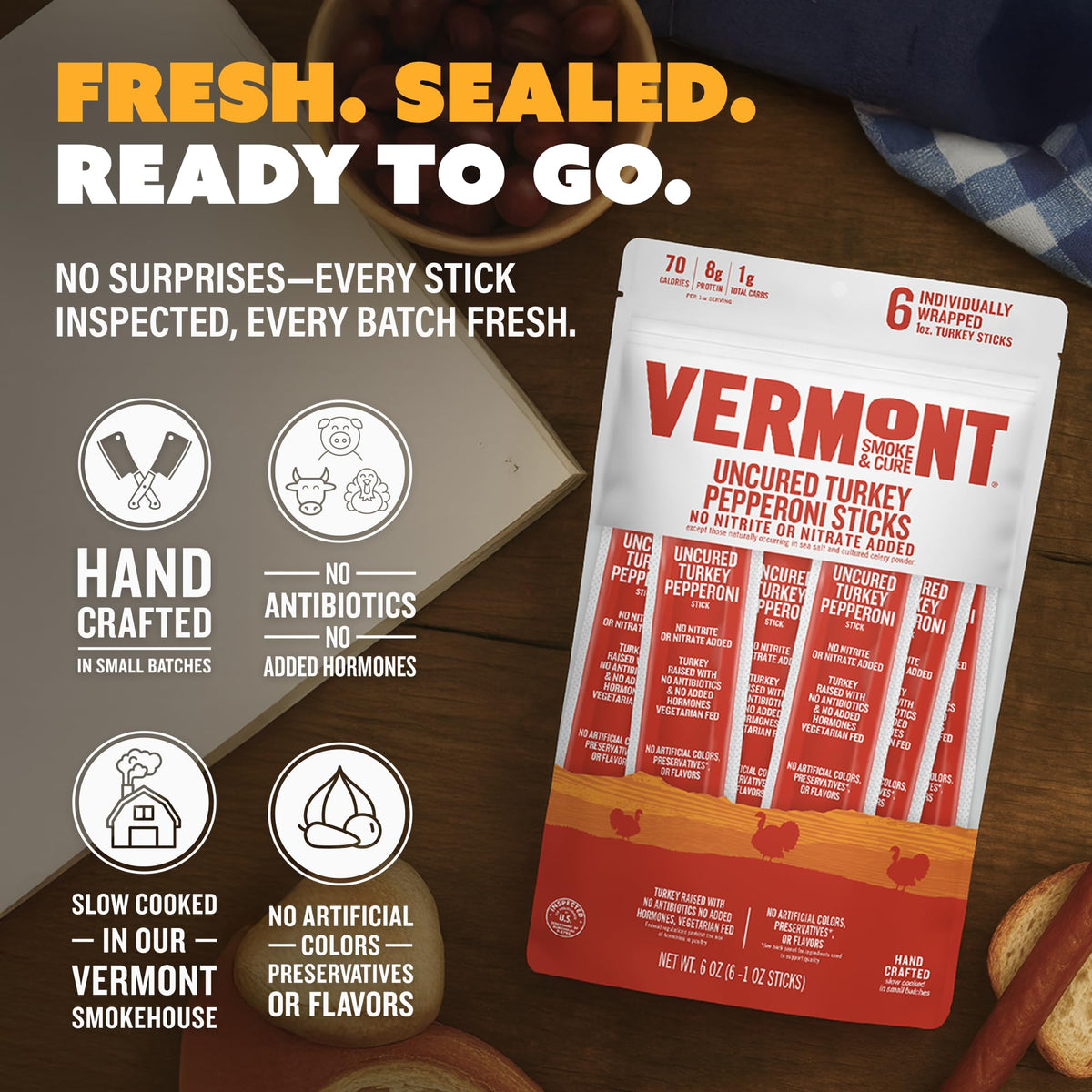 Vermont Smoke & Cure sealed freshness, long-lasting flavor for busy days.