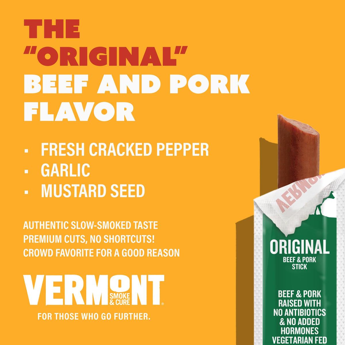 Vermont Smoke & Cure sealed freshness pack highlighting long-lasting snack without refrigeration