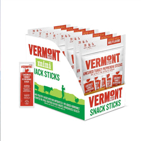 Vermont Smoke & Cure uncured turkey pepperoni sticks in an 8-count pouch for on-the-go protein