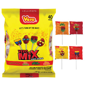 Vero Banda Fuego mango-coated chili lollipop, bold heat and tropical sweetness for on-the-go indulgence.