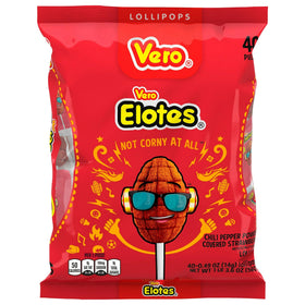 Vero Elotes Paletas strawberry chilli corn-shaped candy with sweet-spicy flavor