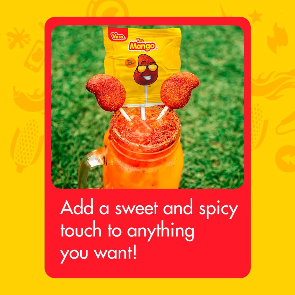 Vero Mango chili-coated lollipop as a bold snack idea.