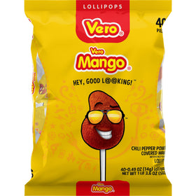 Vero Mango Lollipops chili coating adds tangy heat to each bite.