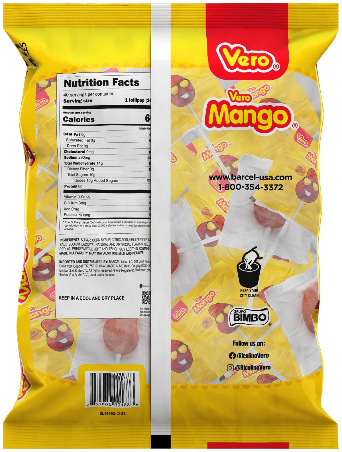 Vero Mango Lollipops mango core delivers sweet contrast.