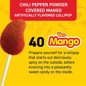 Vero Mango Lollipops pocket-sized snack for on the go.