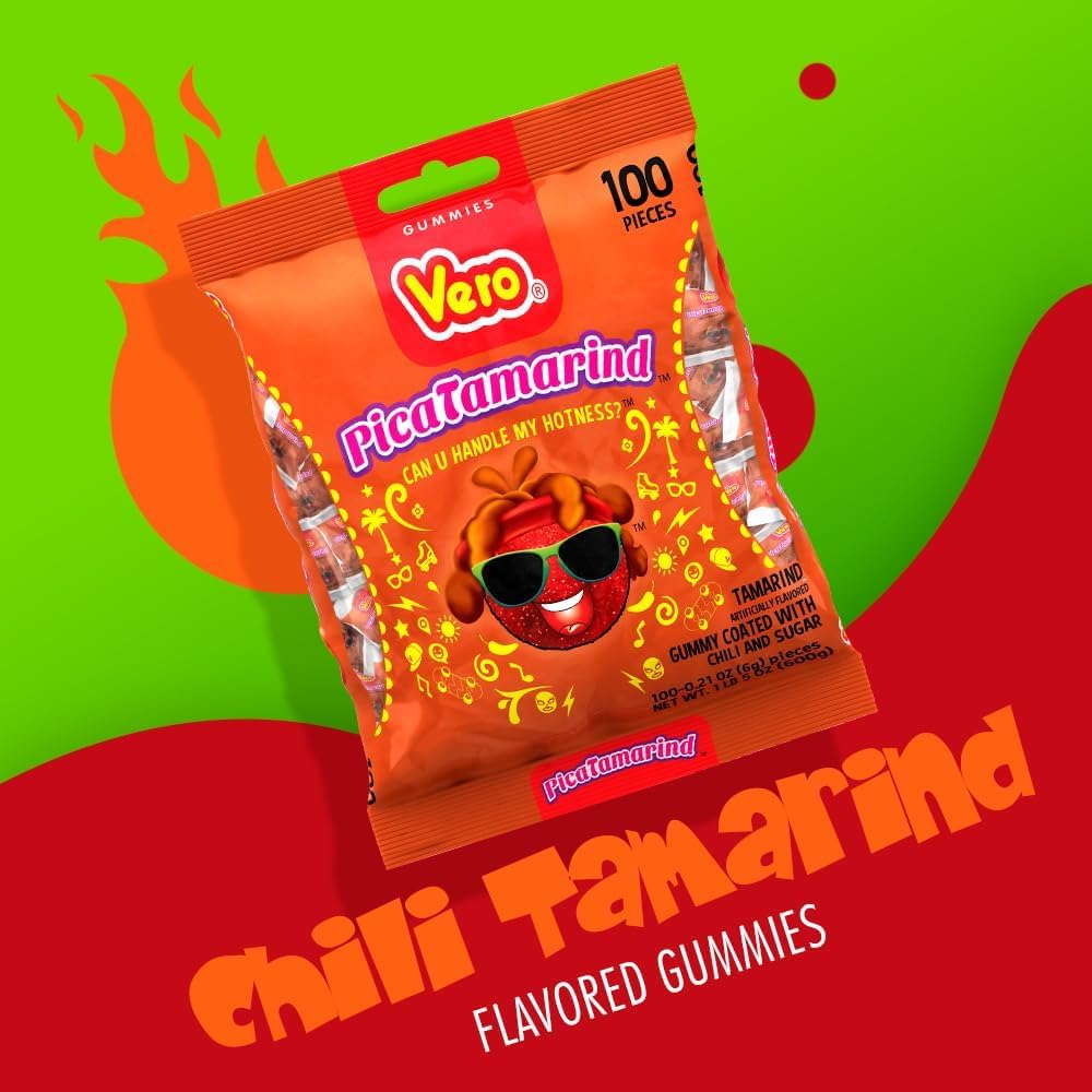 Vero PicaTamarind gummies coated with chili powder for a subtle spicy kick