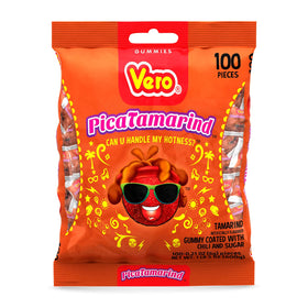 Vero PicaTamarind packaging front view with 100 gummies.