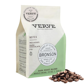 Verve Bronson Blend packshot with resealable 12oz pouch for freshness.