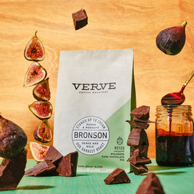 Resealable Bronson Blend pouch on a kitchen shelf highlighting freshness.