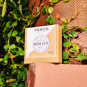 Verve Buena Vista instant coffee fresh roast label on the packaging.