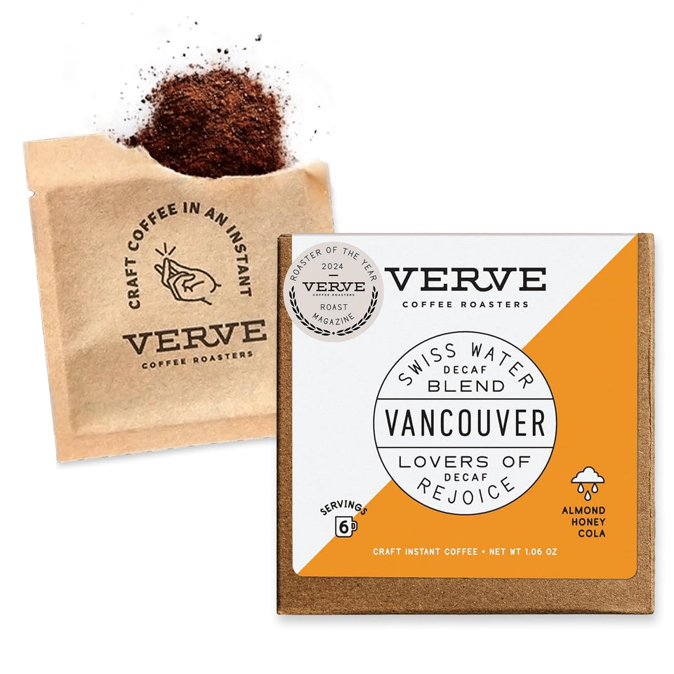 Verve Vancouver Swiss Water Decaf instant pack for quick, caffeine-free mornings.