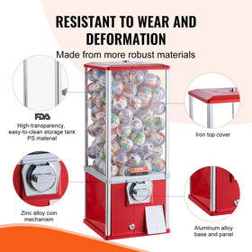 VEVOR gumball machine coin operation close up showing electricity free design