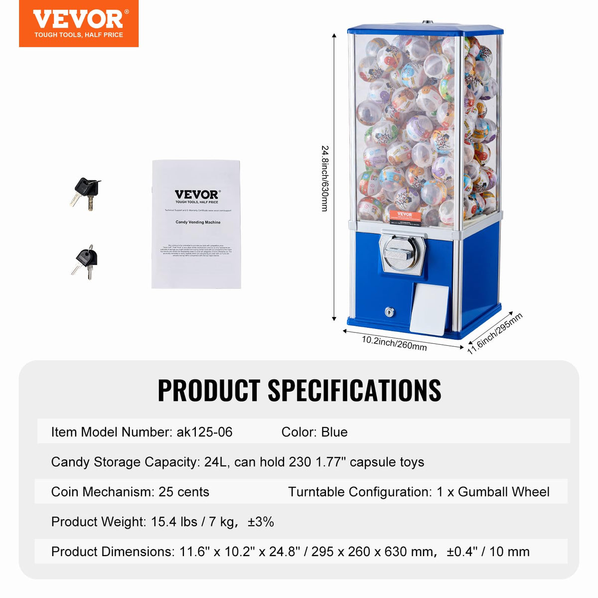 VEVOR Gumball Machine kids blue - home/party use, entertaining children anywhere.