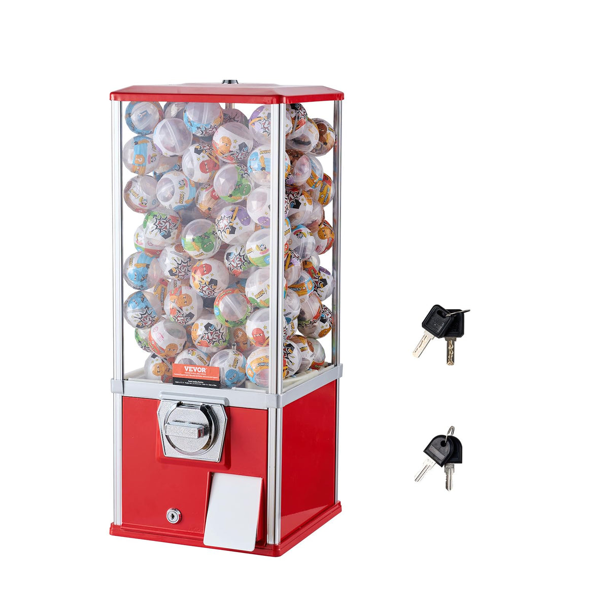 VEVOR gumball machine in a retail seat with clear dispensing area