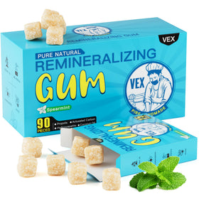 VEX remineralizing gum packaging showcases enamel-friendly formula for daily care.