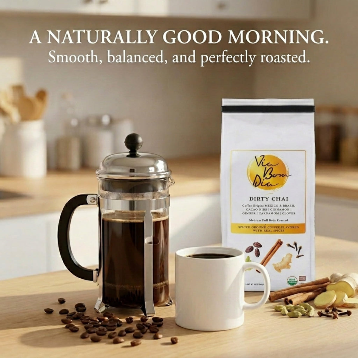 Via Bom Dia coffee roasted in the USA, NYC facility for freshness