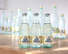 Bottle on kitchen counter ready for daily hydration with Vichy Catalan.