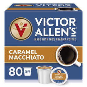 Victor Allen's Caramel Macchiato pods in box for convenient mornings