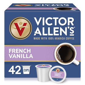 Victor Allen's Coffee French Vanilla box with pods for ready mornings.